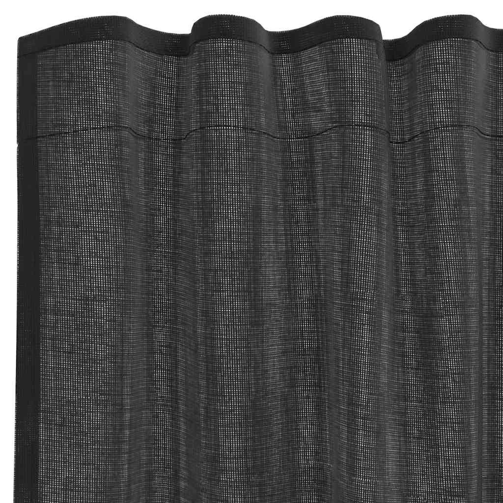 Voile gardiner med stanglommer 2 stk svart