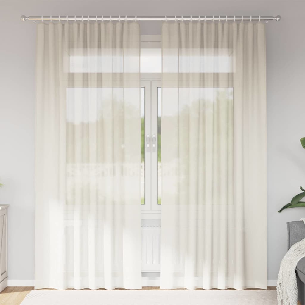 Voile gardiner med stanglommer 2 stk krem