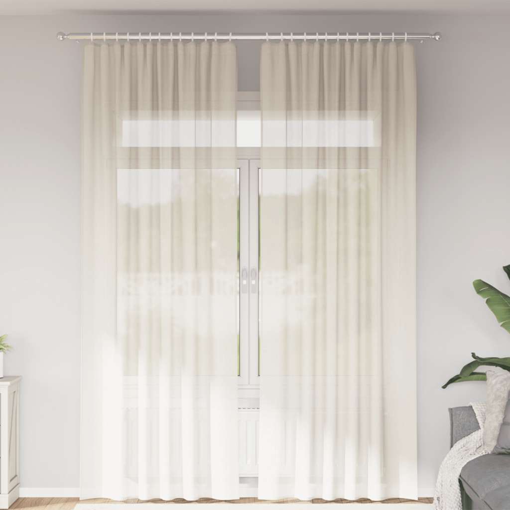 Voile gardiner med stanglommer 2 stk krem