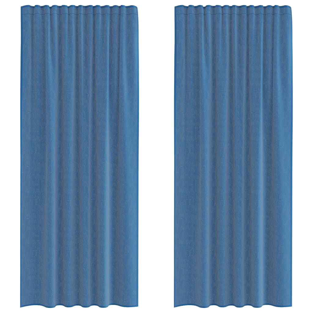 Voile gardiner med stanglommer 2 stk kongeblå