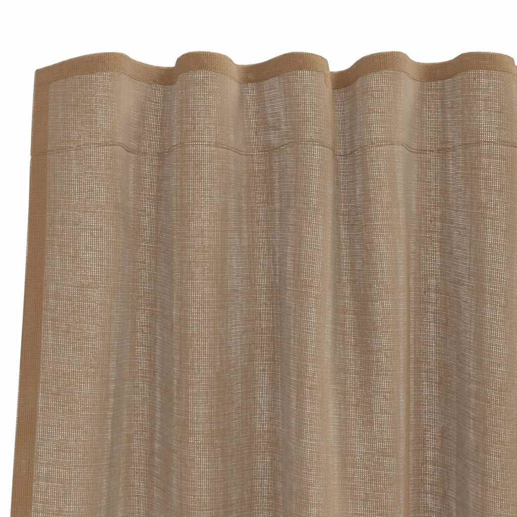 Voile gardiner med stanglommer 2 stk lysebrun