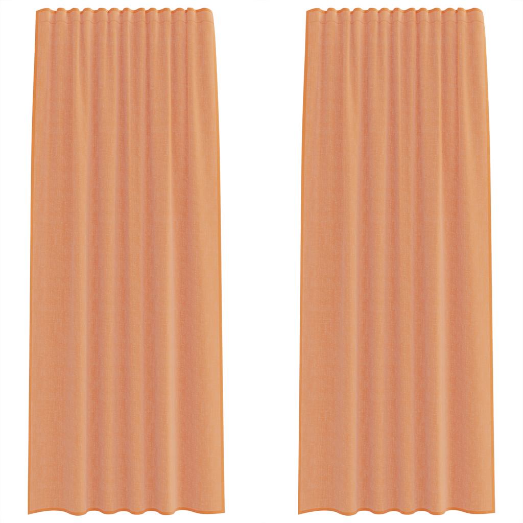 Voile gardiner med stanglommer 2 stk terrakotta