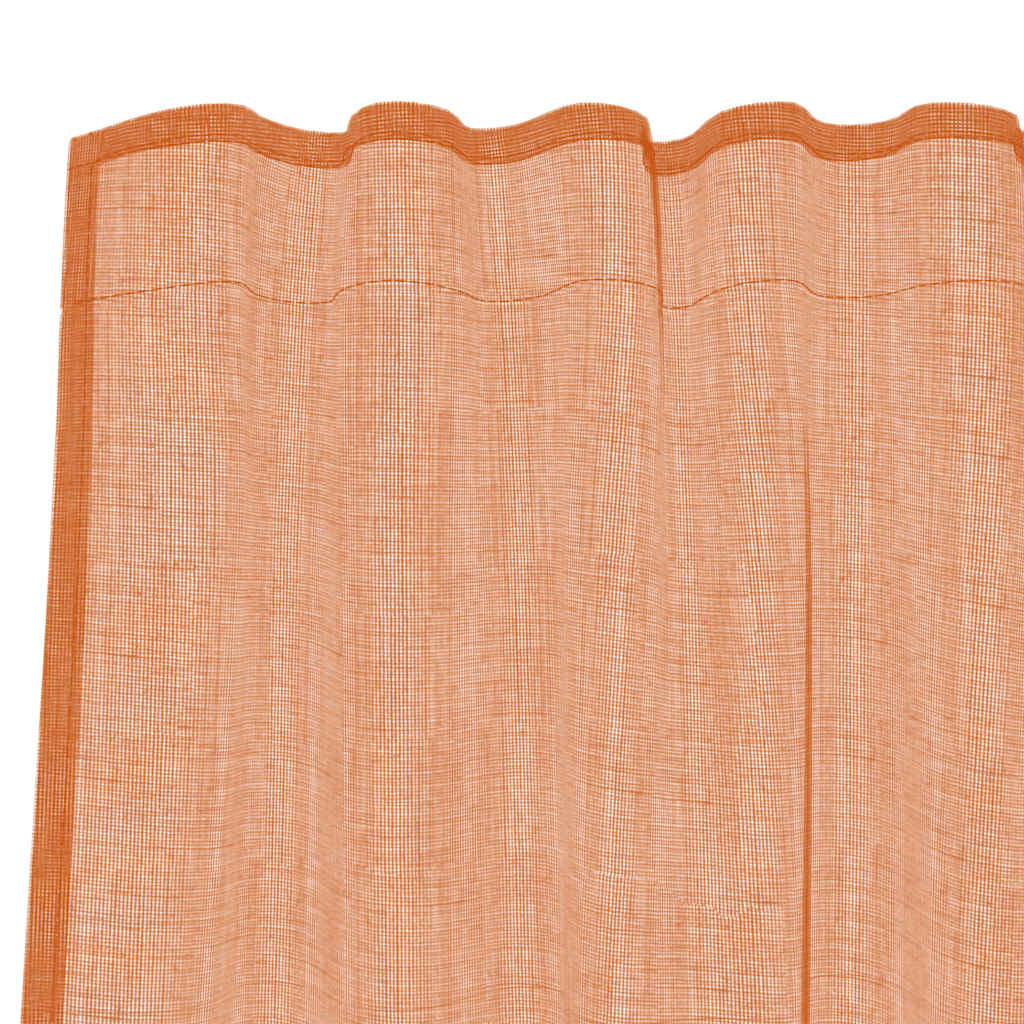 Voile gardiner med stanglommer 2 stk terrakotta
