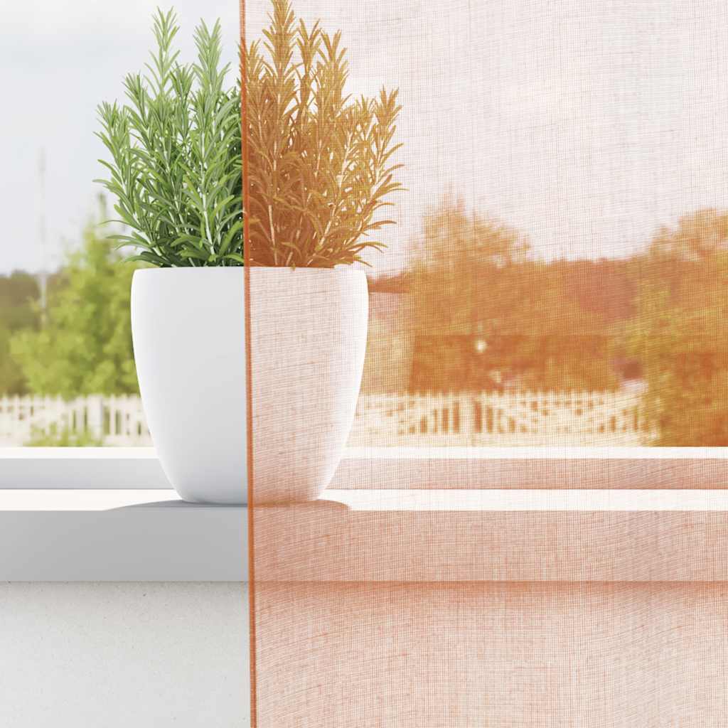 Voile gardiner med stanglommer 2 stk terrakotta