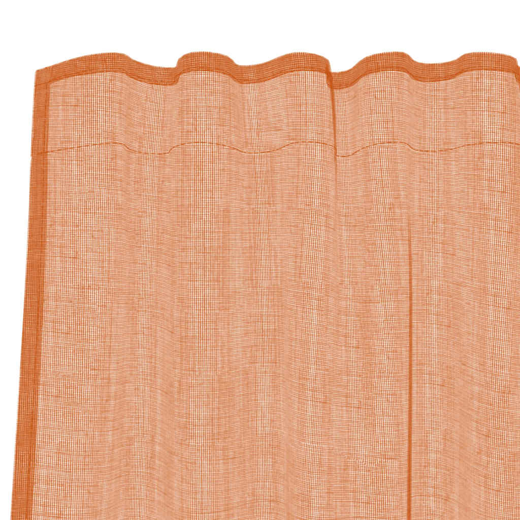 Voile gardiner med stanglommer 2 stk terrakotta