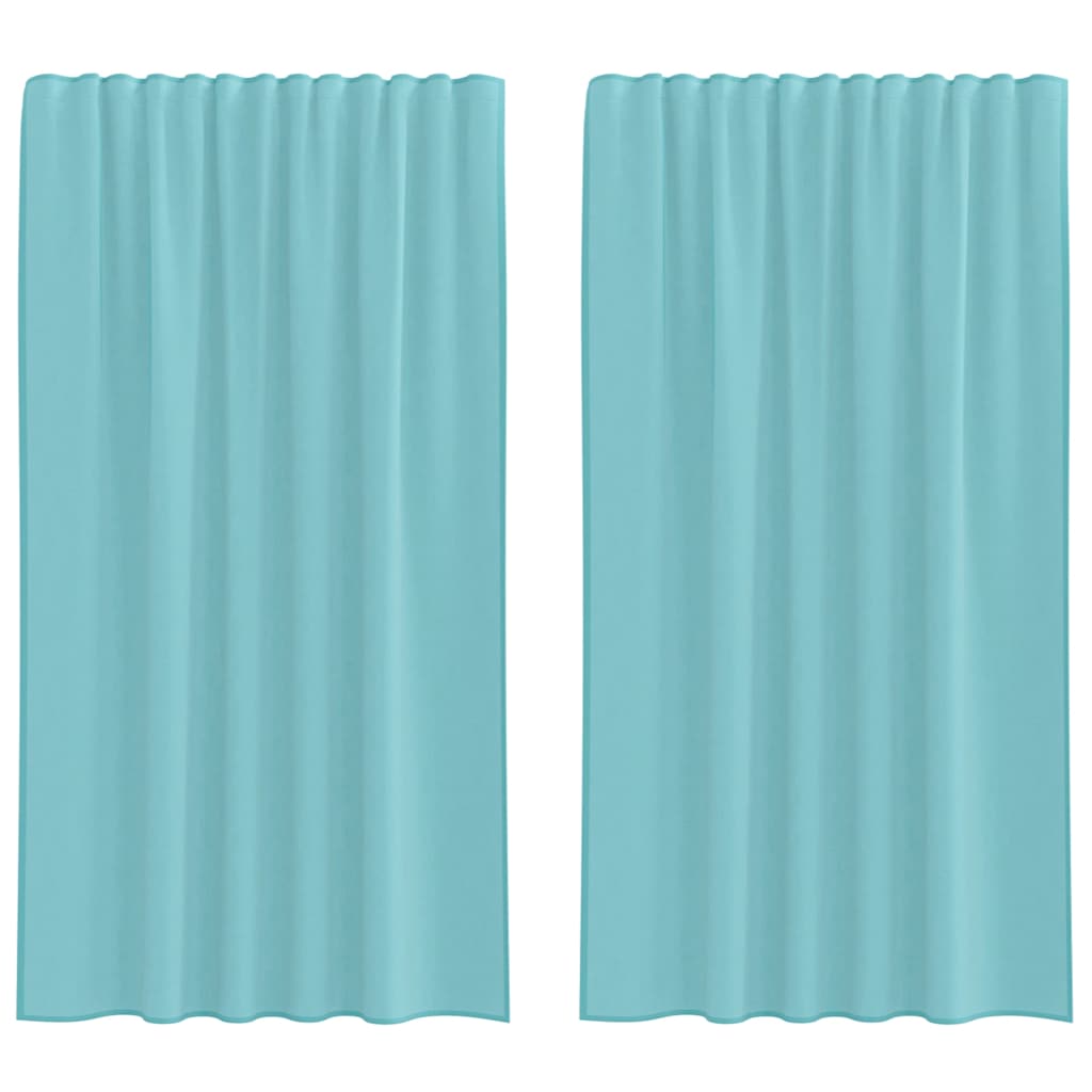 Voile gardiner med stanglommer 2 stk turkis