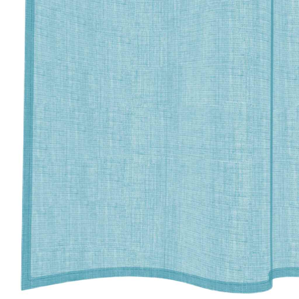 Voile gardiner med stanglommer 2 stk turkis