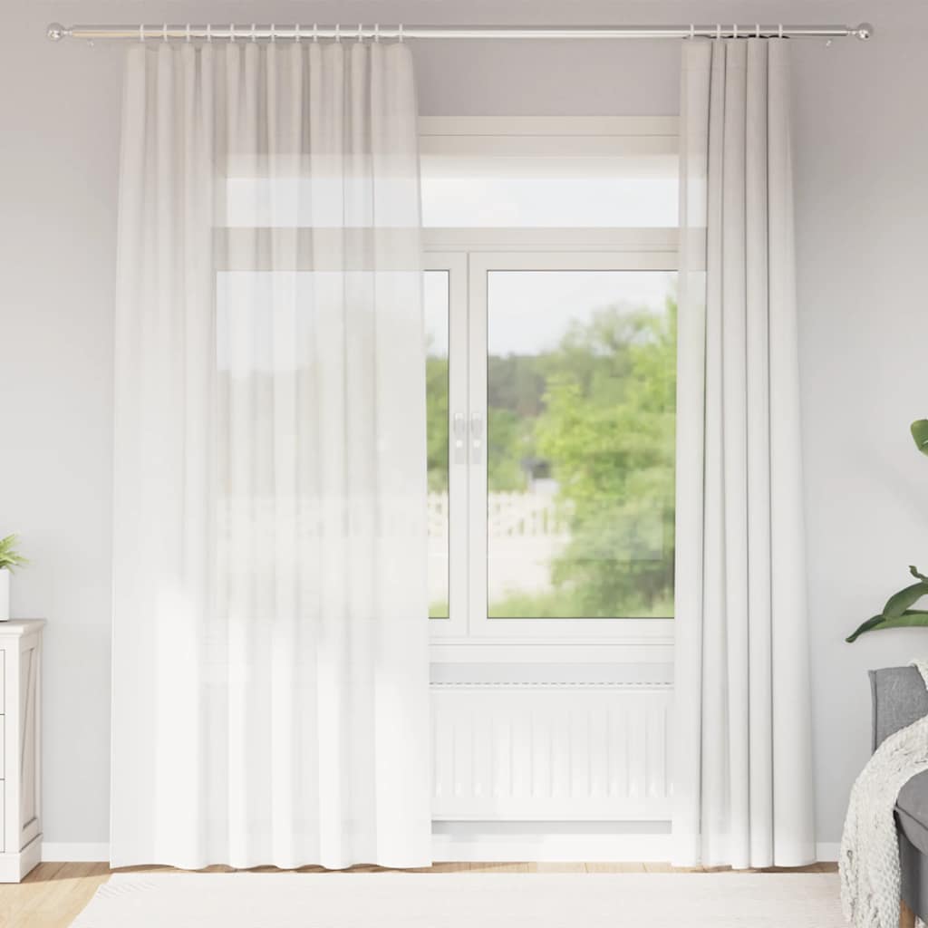 Voile gardiner med stanglommer 2 stk hvit