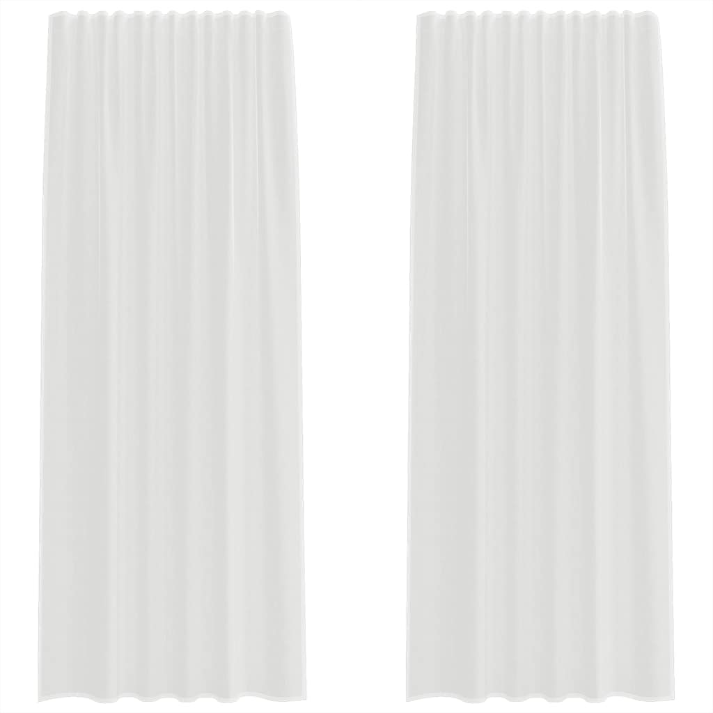 Voile gardiner med stanglommer 2 stk hvit vidaXL