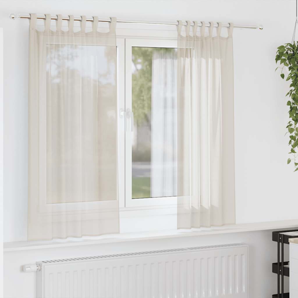 Voilegardiner med fanetopp 2 stk krem