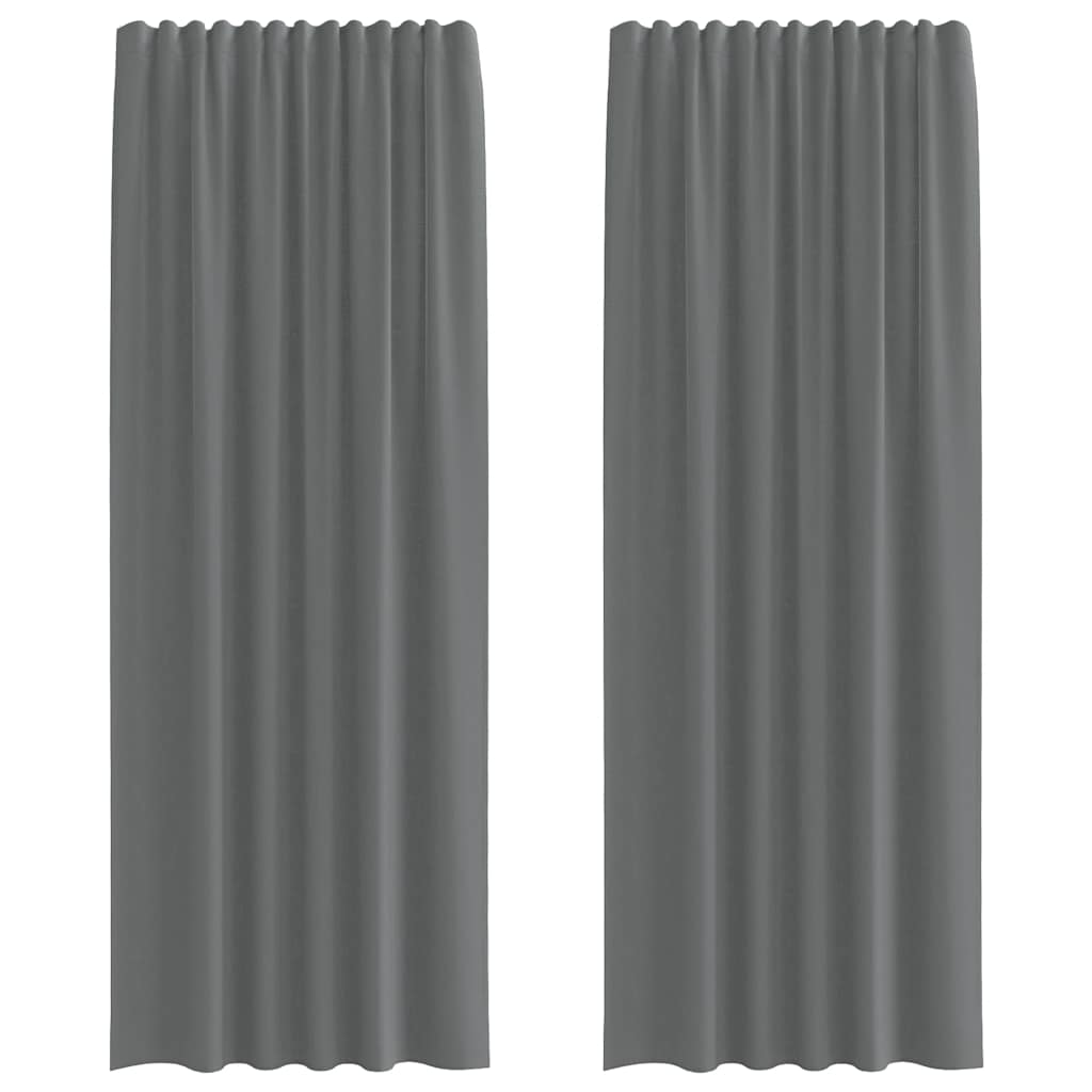 Voilegardiner med hemper 2 stk mørkegrå 140x260 cm