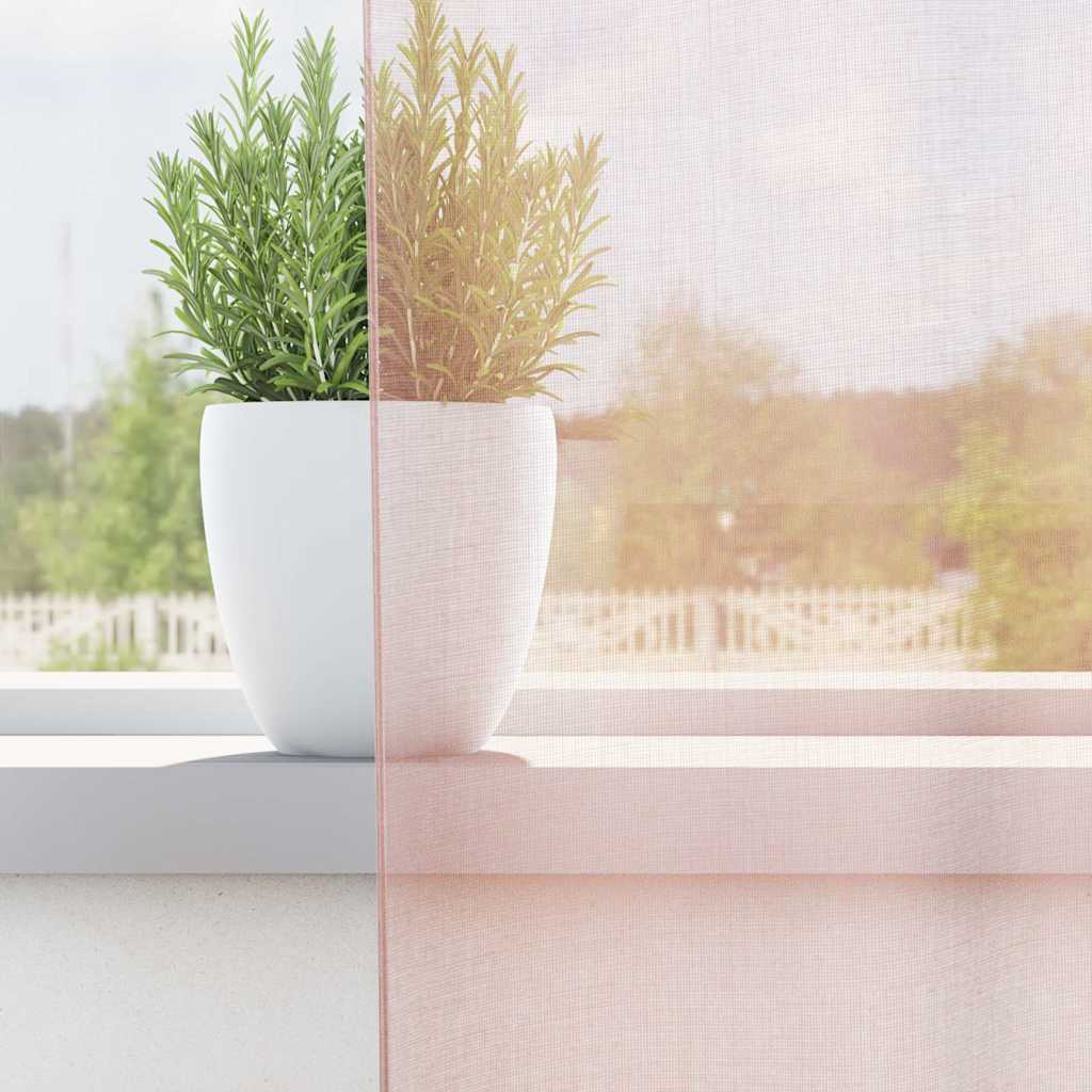 Voilegardiner med hemper 2 stk lyserosa 140x175 cm