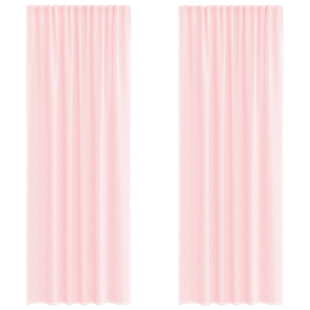 Voilegardiner med hemper 2 stk lyserosa 140x260 cm