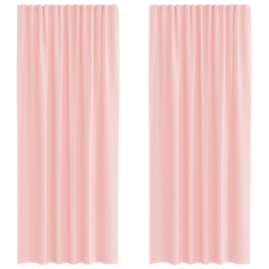 Voilegardiner med hemper 2 stk rosa 140x225 cm