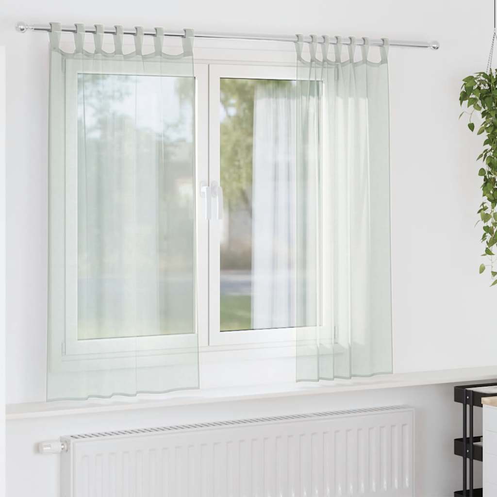 Voilegardiner med hemper 2 stk lysegrå 140x140 cm