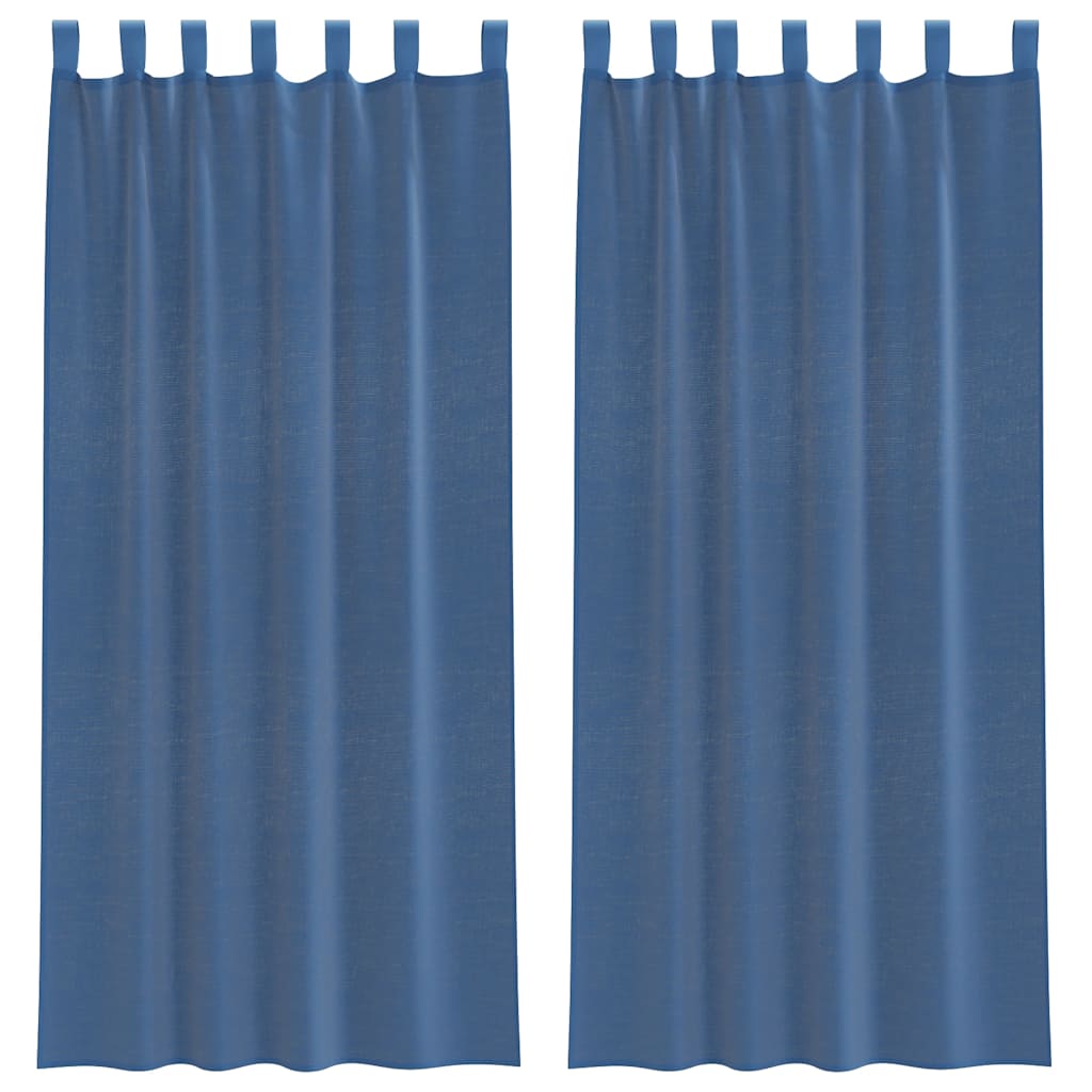 Voile gardiner med hemper 2 stk kongeblå 140x225 cm