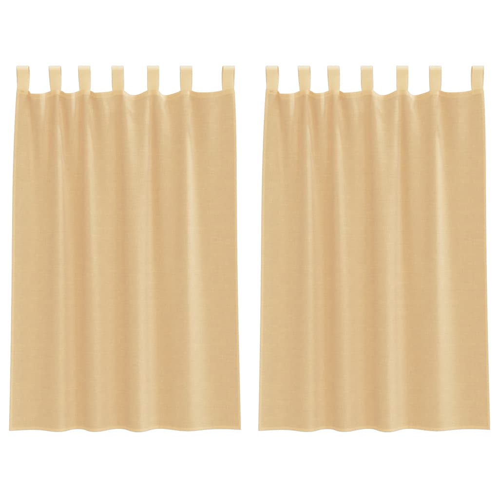 Voilegardiner med hemper 2 stk sand 140x175 cm