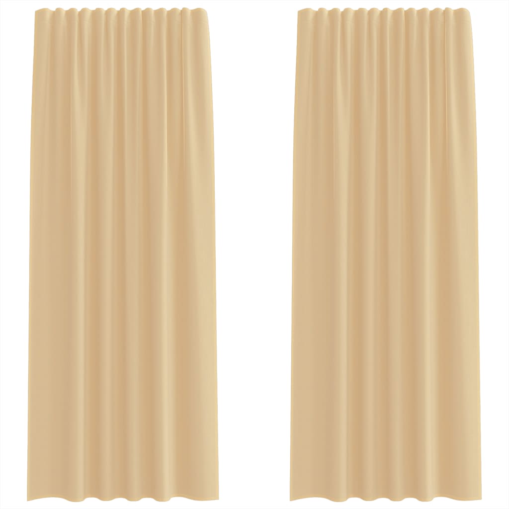 Voilegardiner med hemper 2 stk sand 140x245 cm