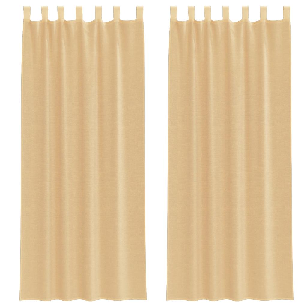 Voilegardiner med hemper 2 stk sand 140x260 cm