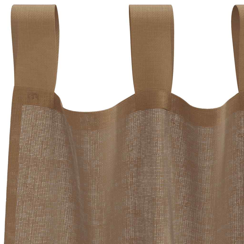 Voilegardiner med hemper 2 stk lysebrun 140x175 cm