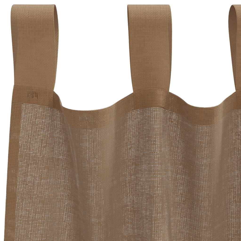 Voilegardiner med hemper 2 stk lysebrun 140x225 cm