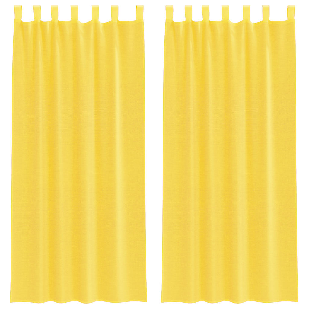 Voilegardiner med hemper 2 stk gul 140x225 cm