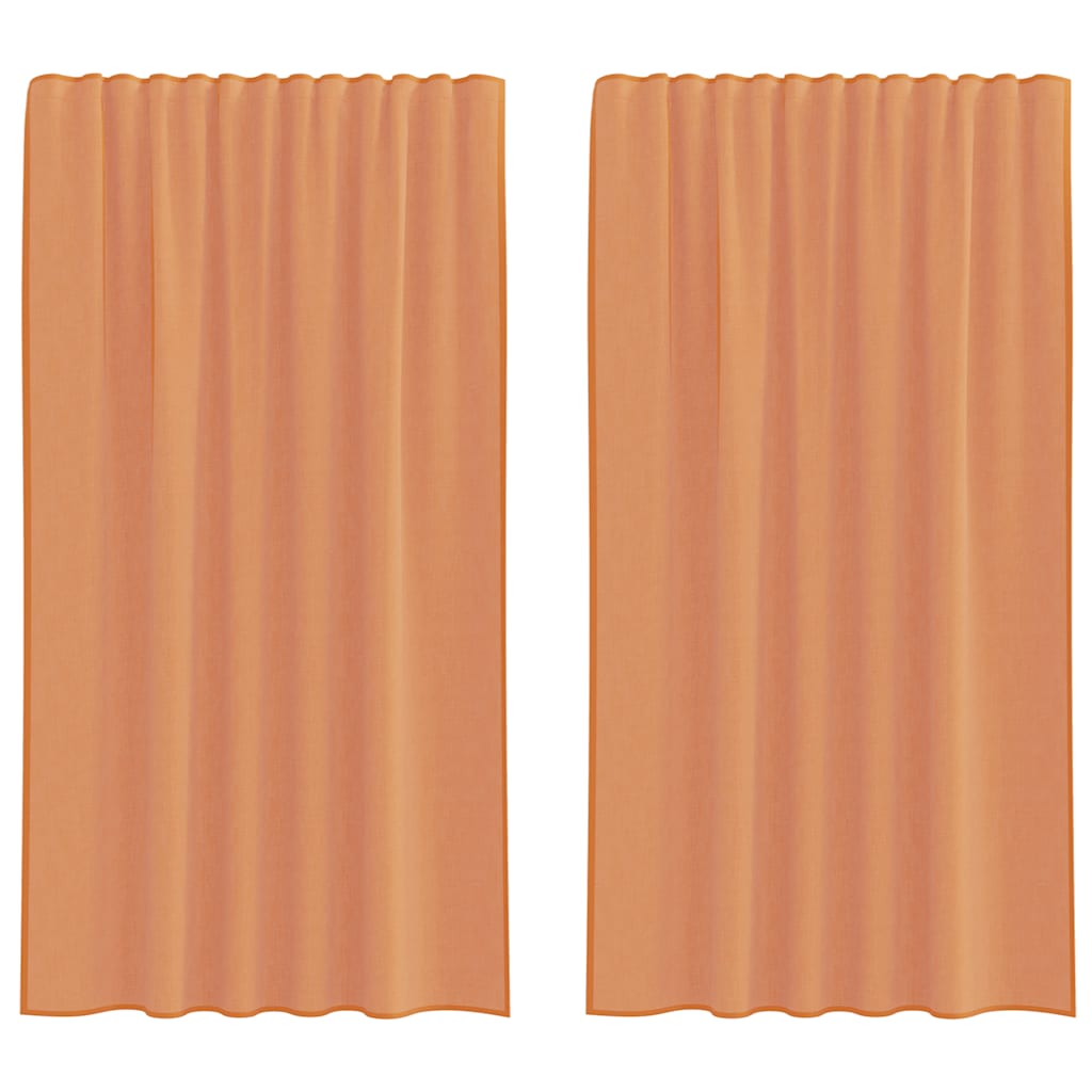 Voilegardiner med hemper 2 stk terrakotta 140x175 cm