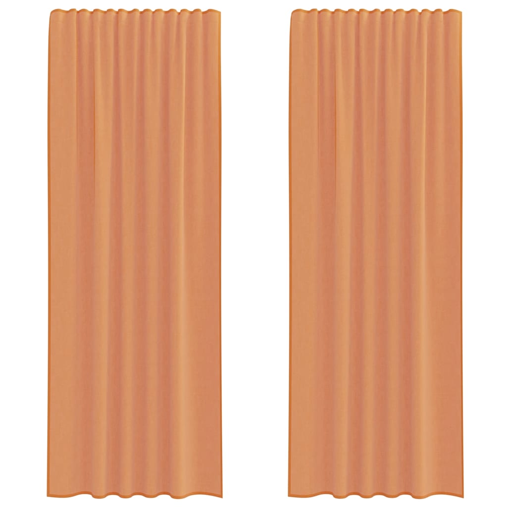 Voilegardiner med hemper 2 stk terrakotta 140x260 cm