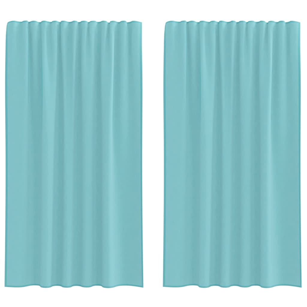 Voilegardiner med hemper 2 stk turkis 140x175 cm