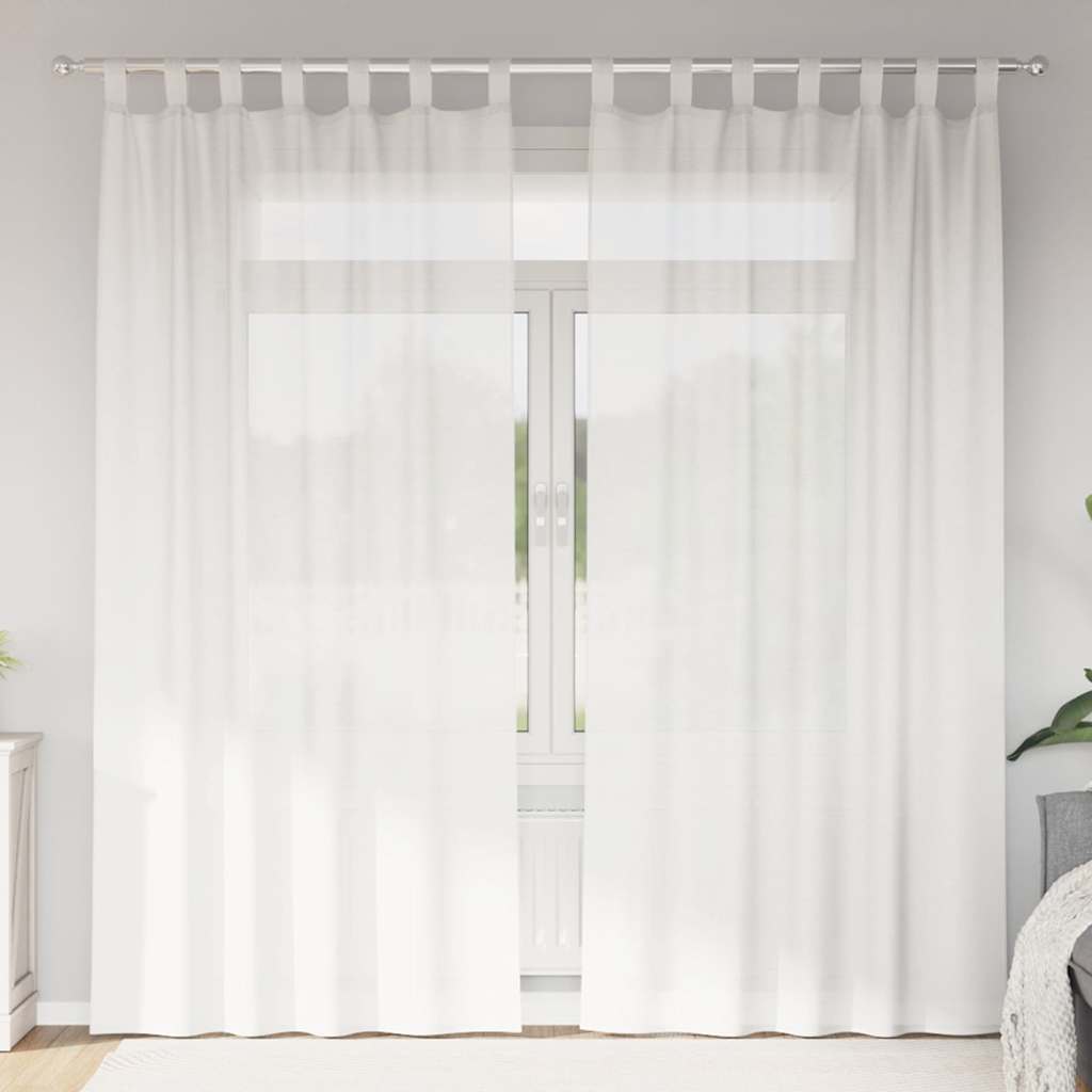 Voilegardiner med hemper 2 stk hvit 140x225 cm vidaXL