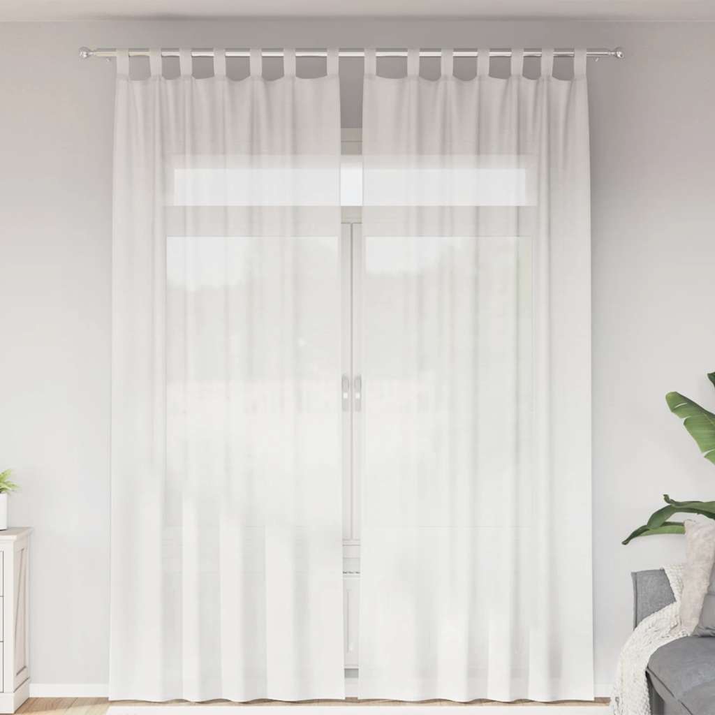 Voilegardiner med hemper 2 stk hvit 140x260 cm