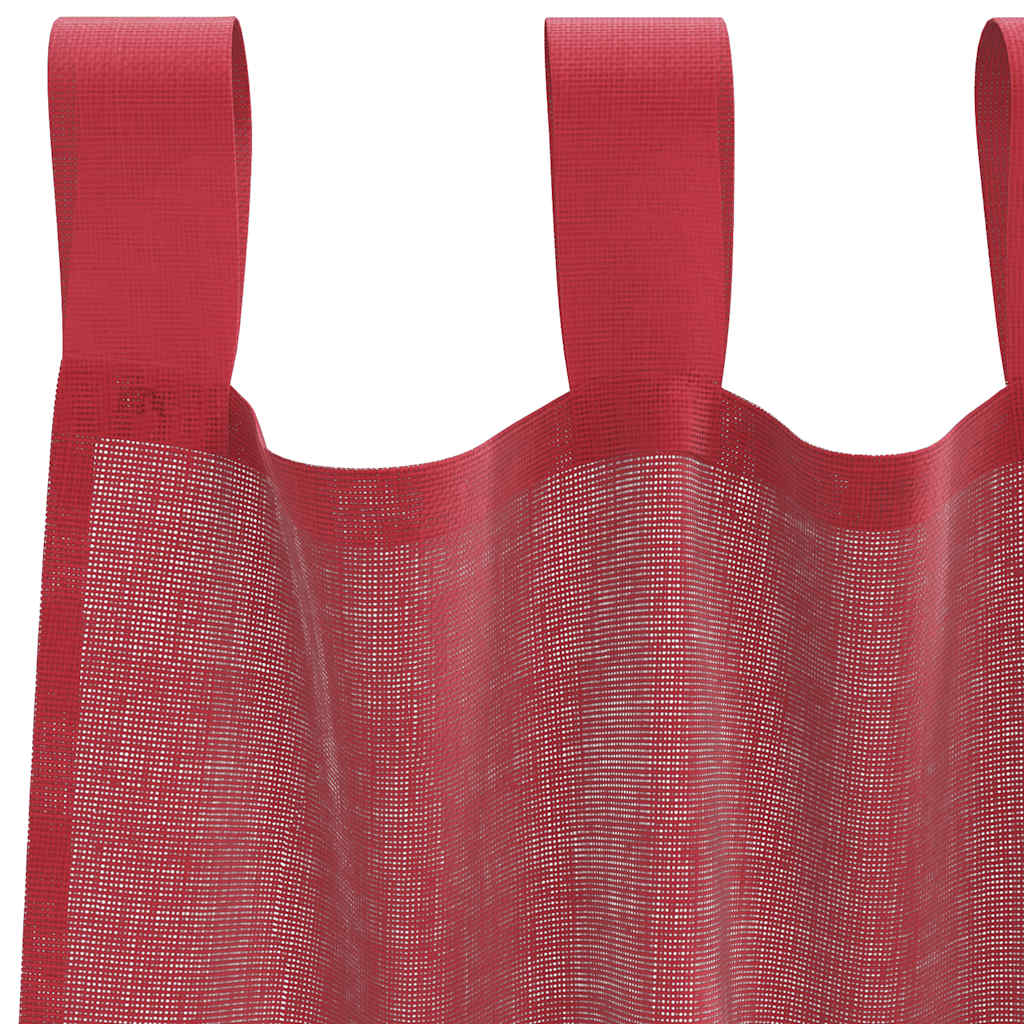 Voilegardiner med hemper 2 stk vinrød 140x225 cm