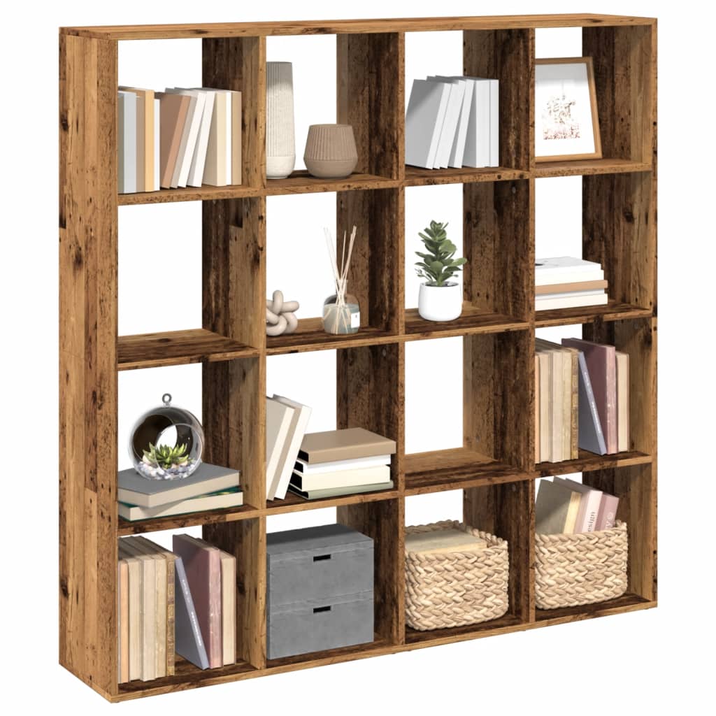 Bokhylle gammelt tre 137,5x29x137,5 cm konstruert tre