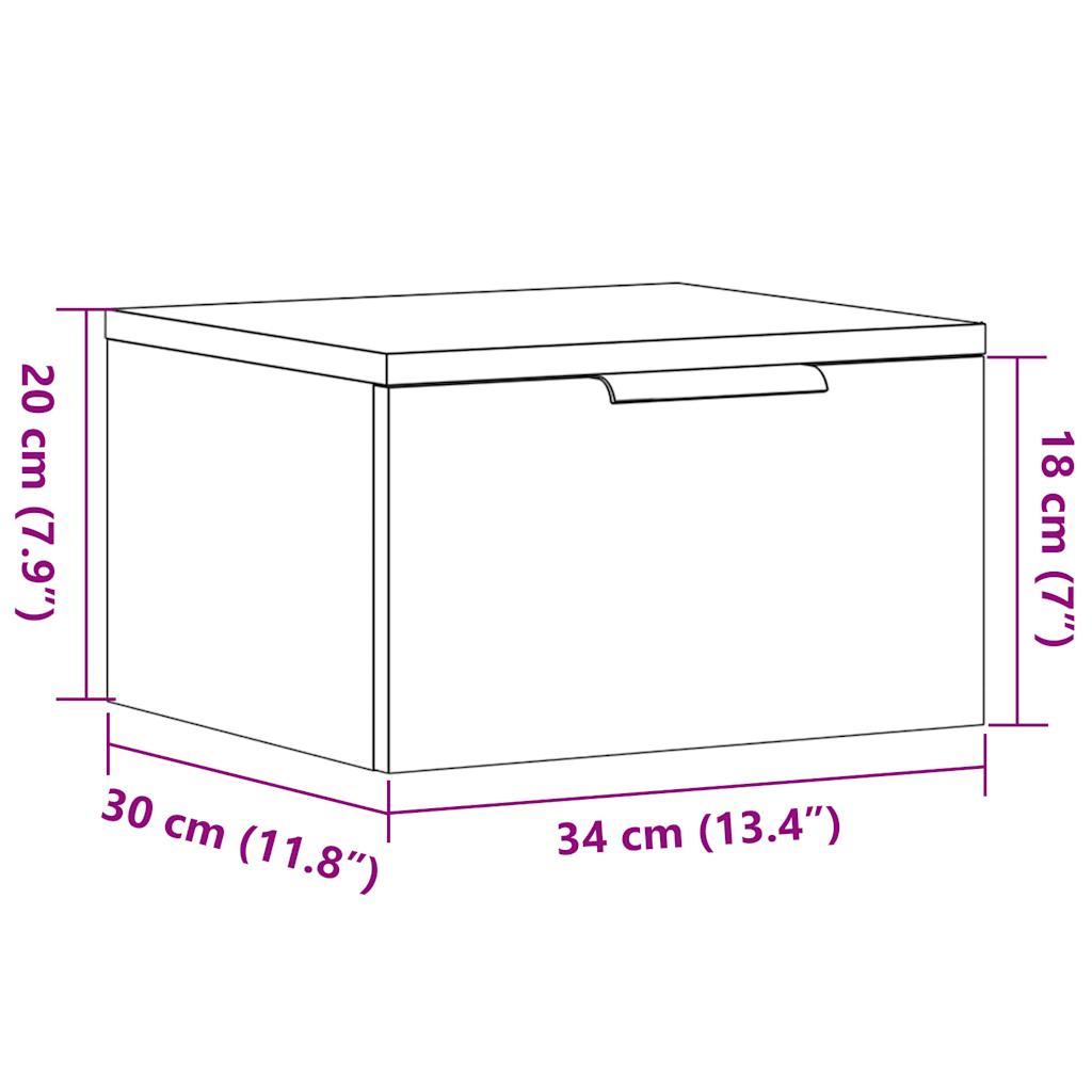 Veggmontert nattbord gammelt tre 34x30x20 cm