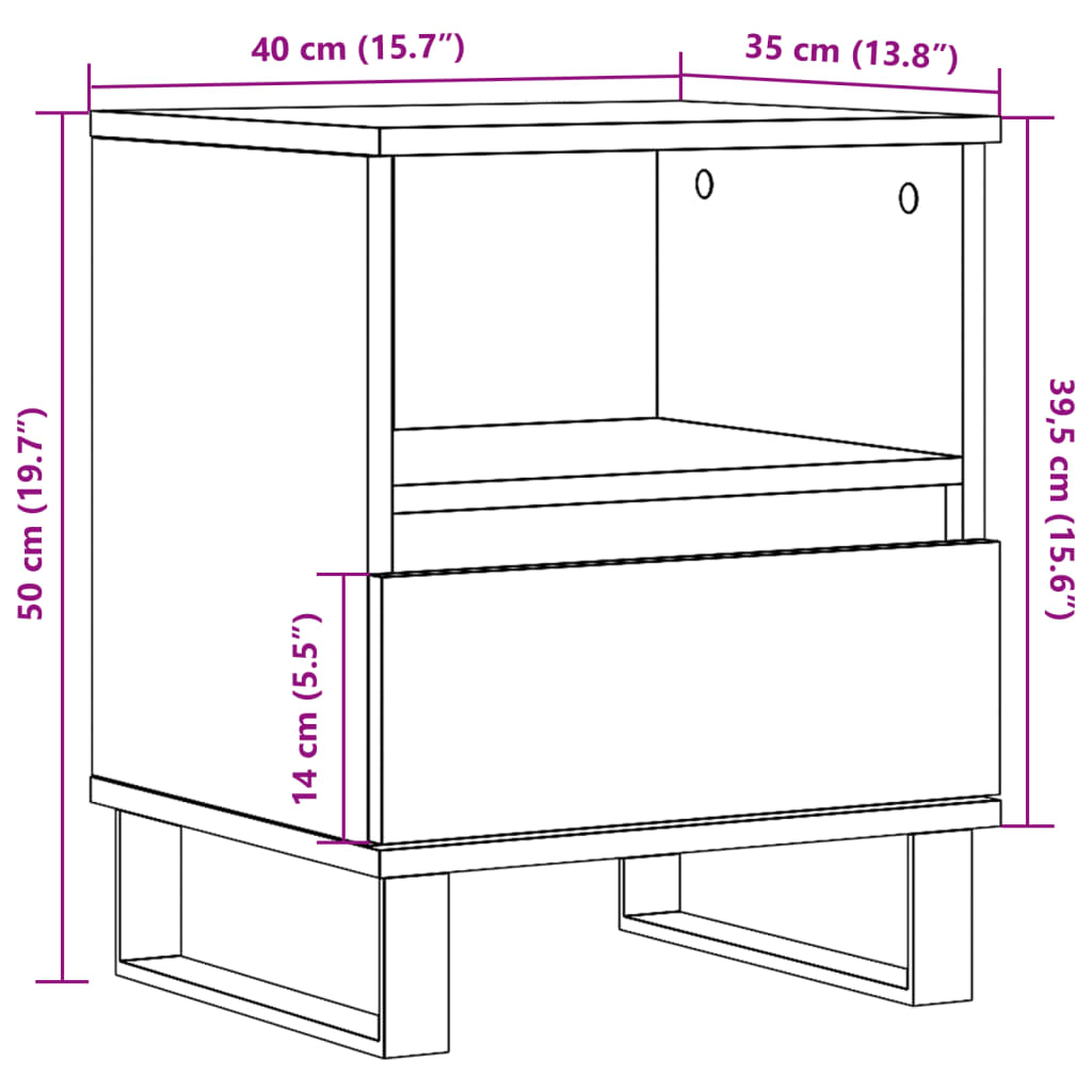 Nattbord gammelt tre 40x35x50 cm konstruert tre