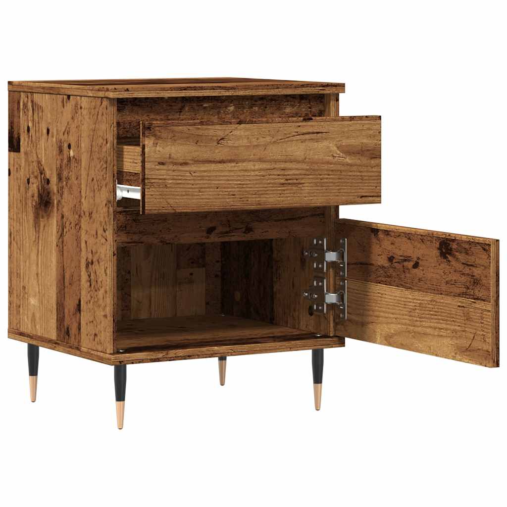 Nattbord 2 stk gammelt tre 40x35x50 cm konstruert tre