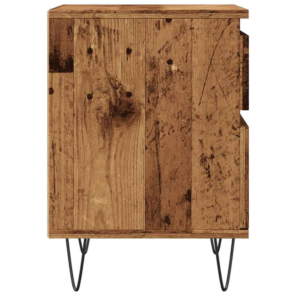 Nattbord 2 stk gammelt tre 40x35x50 cm konstruert tre