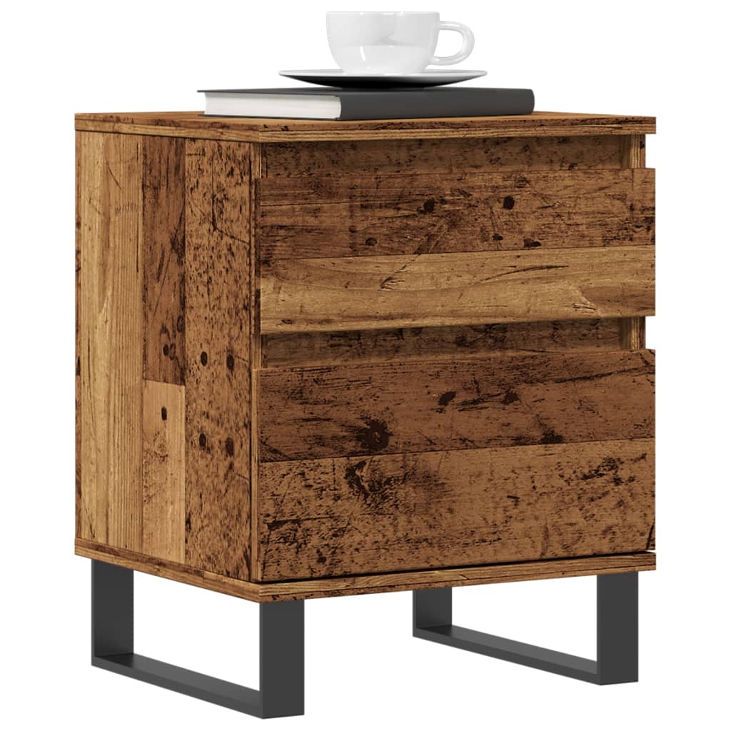 Nattbord 2 stk gammelt tre 40x35x50 cm konstruert tre