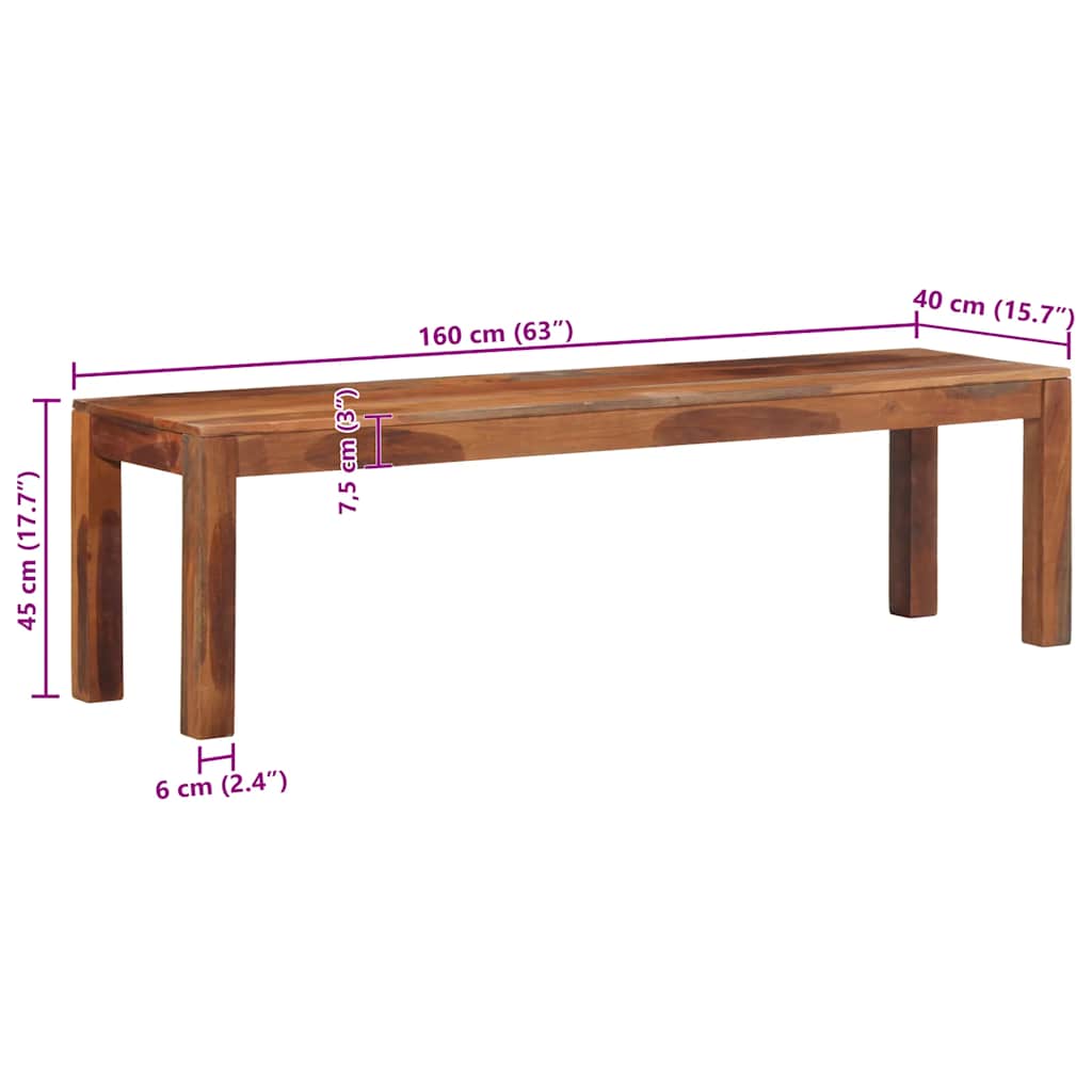 Benk 160 cm heltre akasie