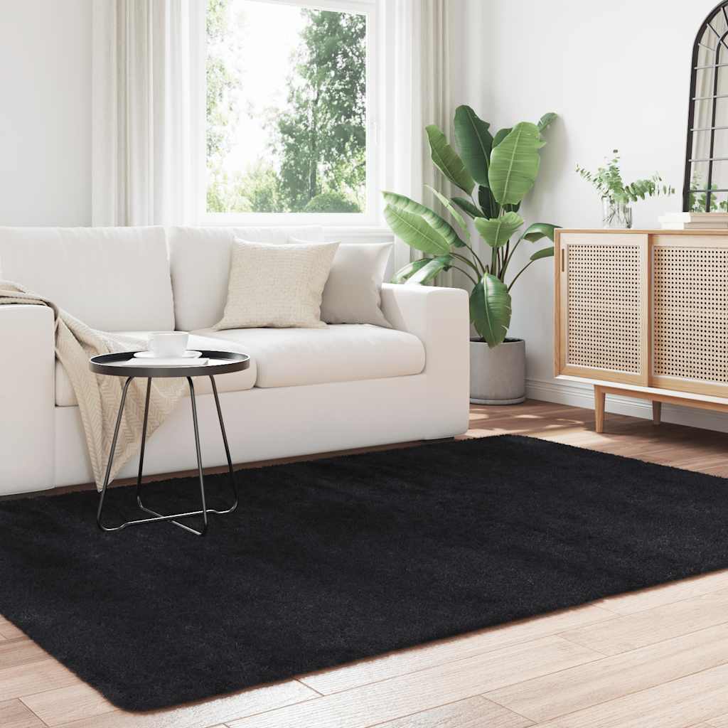 Flossteppe med lang luv NAVARRA svart 160x230 cm polyester