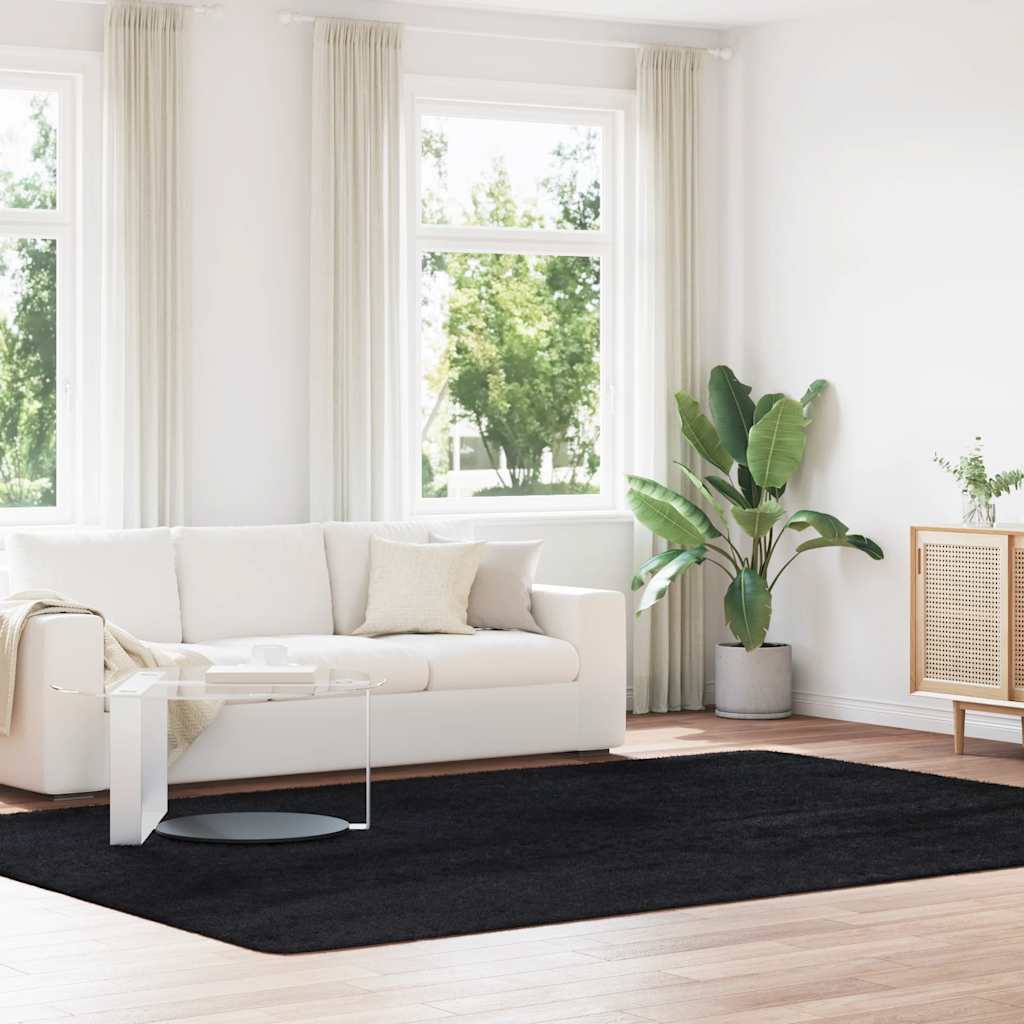 Flossteppe med lang luv NAVARRA svart 240x340 cm polyester