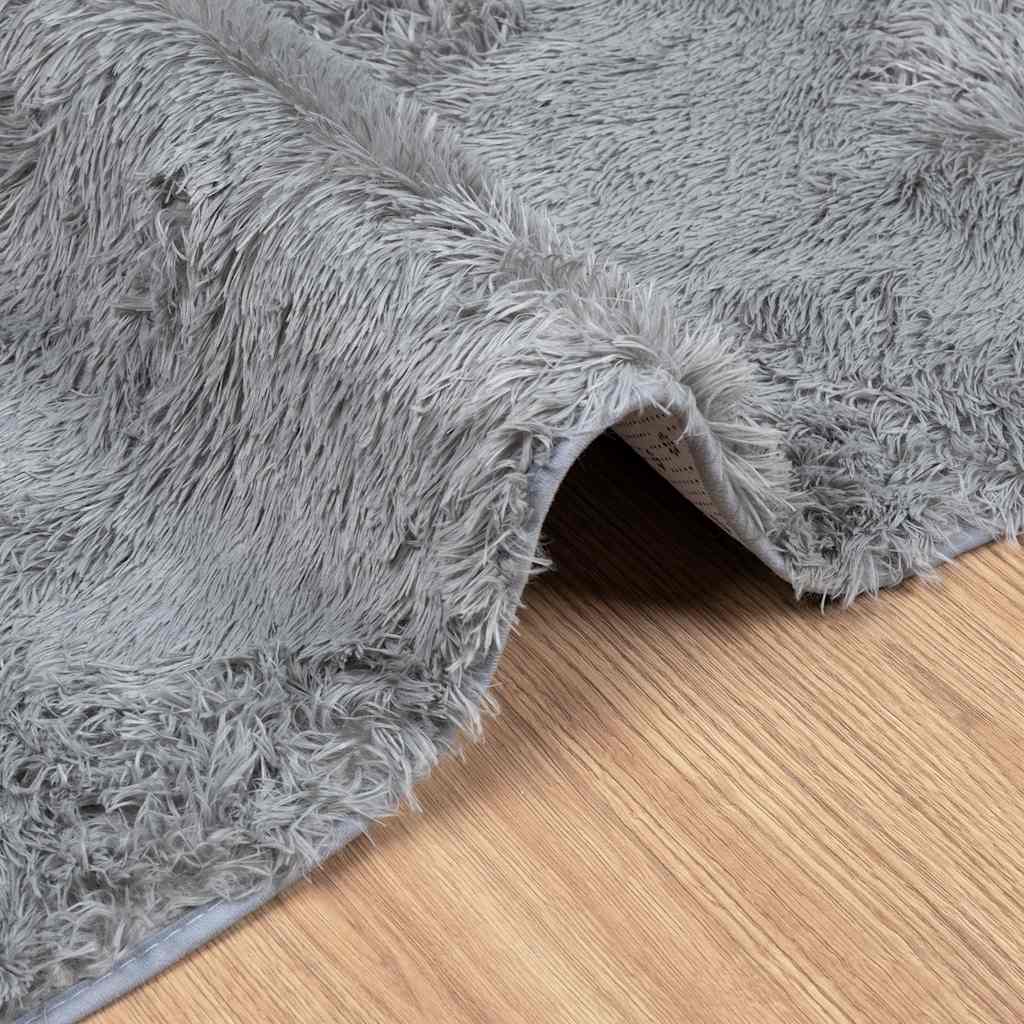 Flossteppe med lang luv NAVARRA sølvgrå 120x120 cm polyester
