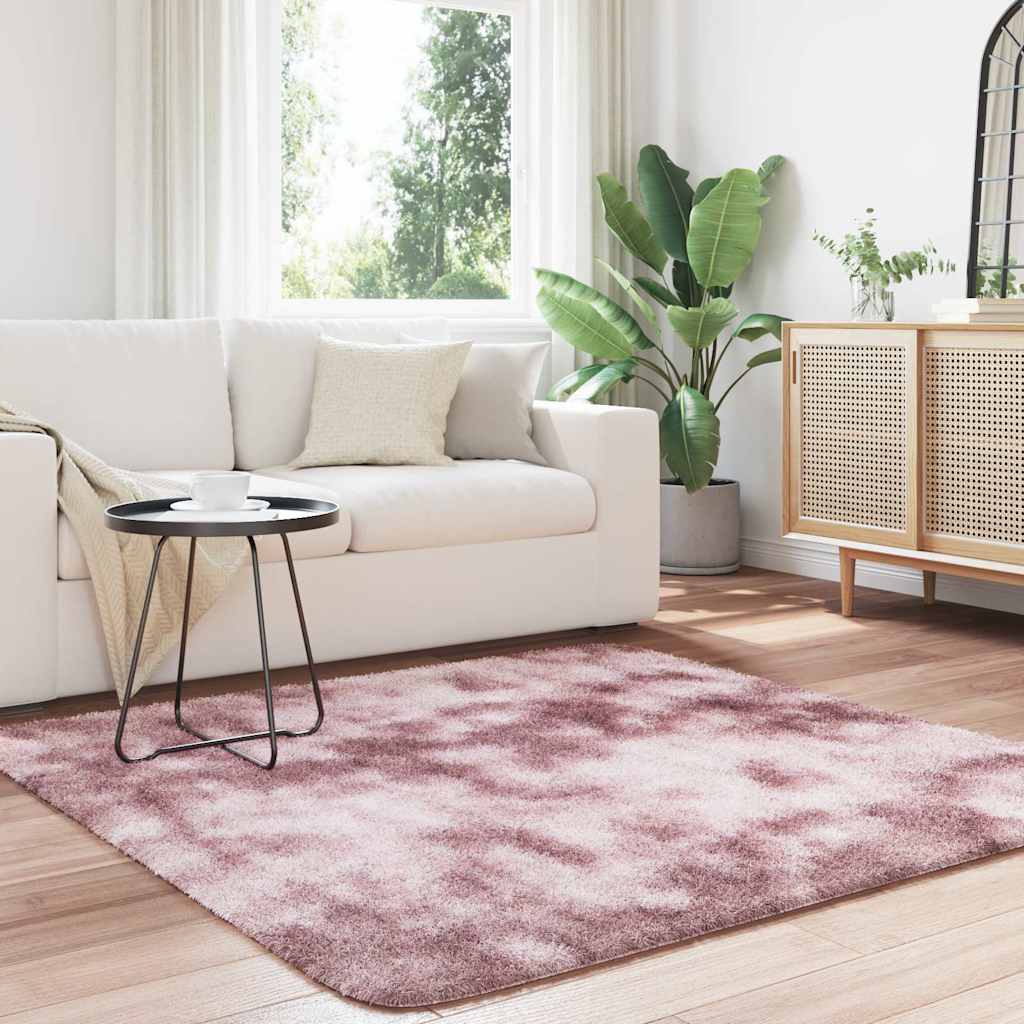 Flossteppe med lang luv NAVARRA støvet rosa 160x160cm polyester