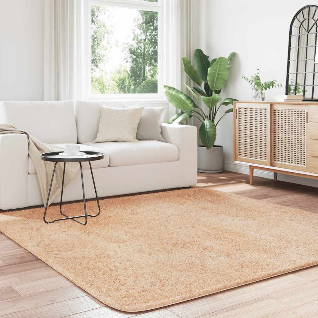 Flossteppe med lang luv NAVARRA beige 200x200 cm polyester