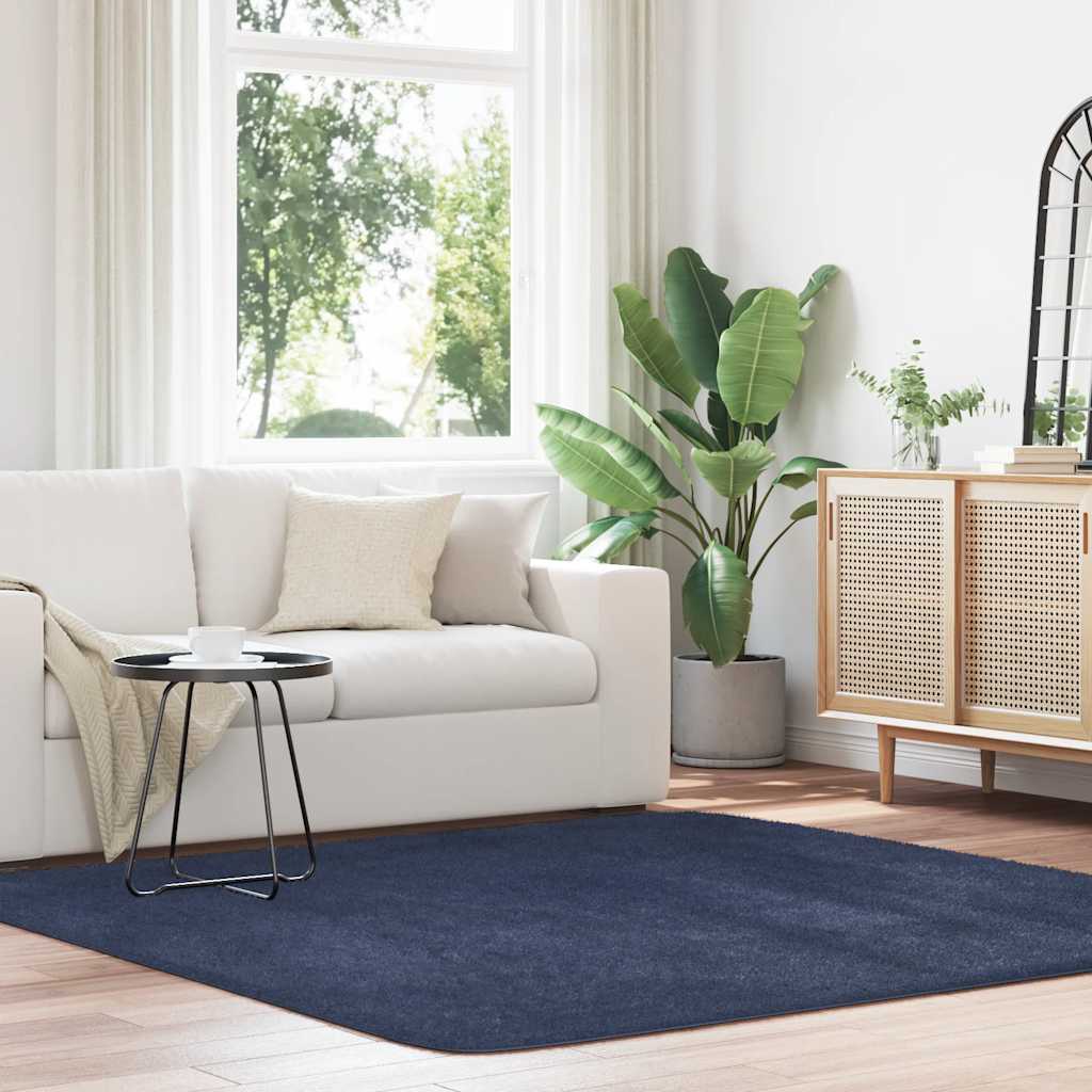 Flossteppe med lang luv NAVARRA marine 200x200 cm polyester