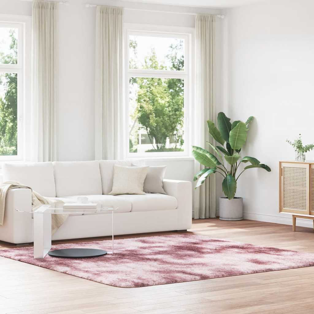 Flossteppe med lang luv NAVARRA støvet rosa 240x240cm polyester