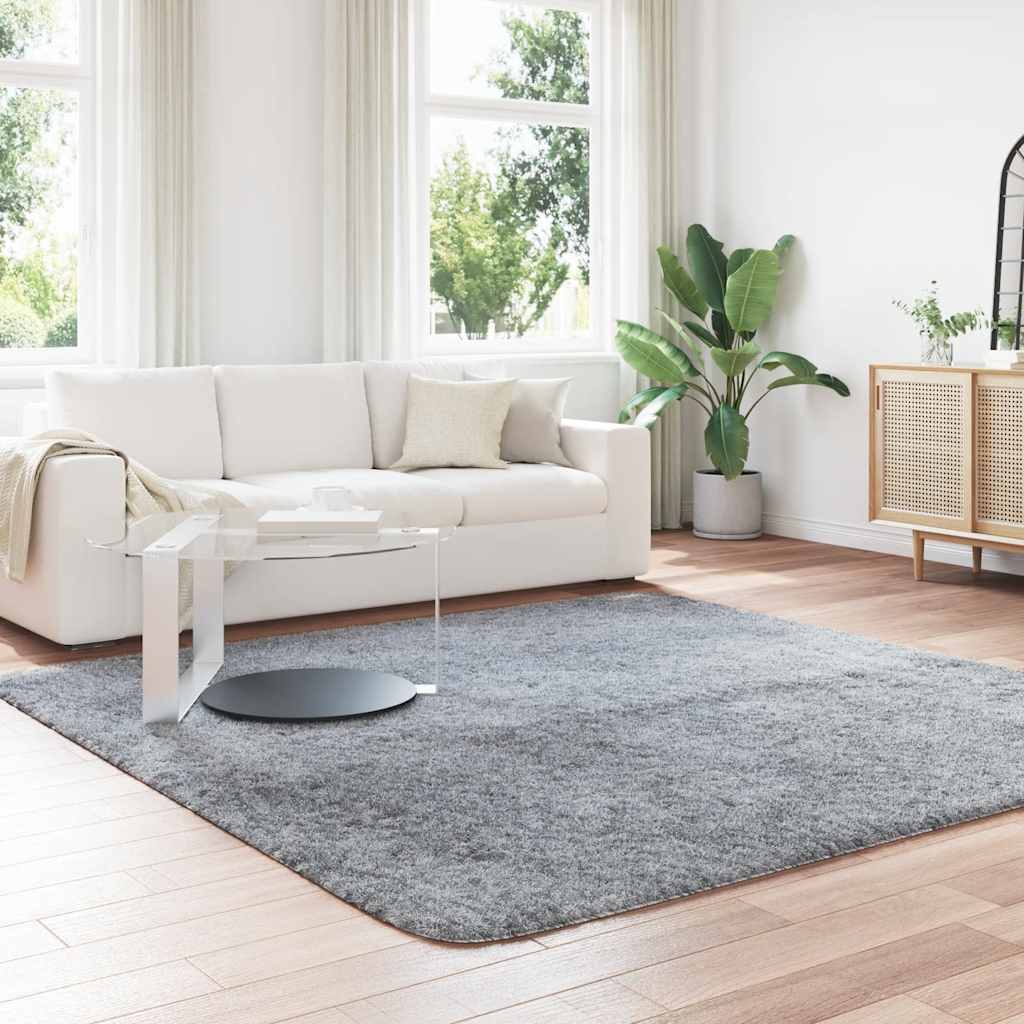 Flossteppe med lang luv NAVARRA sølvgrå 240x240 cm polyester