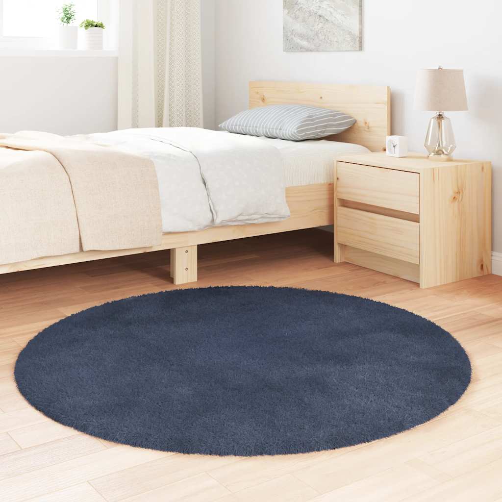 Flossteppe med lang luv NAVARRA marine 120x120 cm polyester