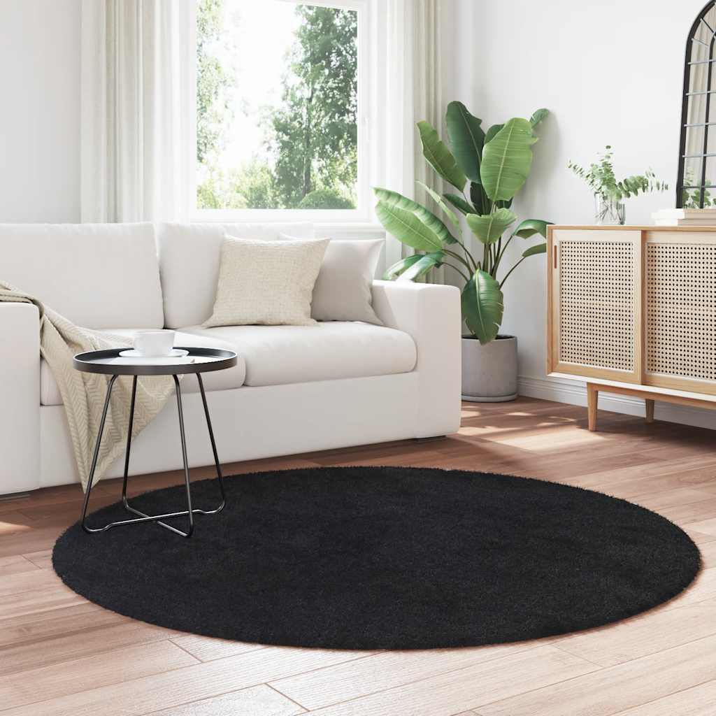 Flossteppe med lang luv NAVARRA svart 160x160 cm polyester