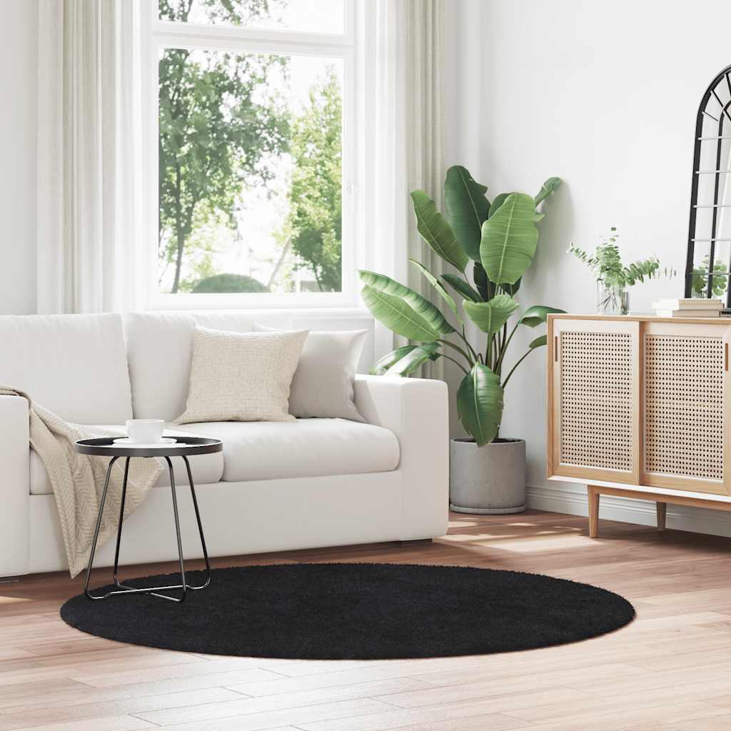 Flossteppe med lang luv NAVARRA svart 160x160 cm polyester